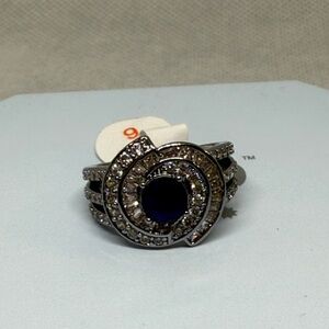 BP -Say It In Stones- Elegant Silver and Blue Women's Ring